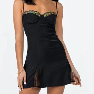 NWT Princess Polly Black Floreto Mini Dress - Size 4